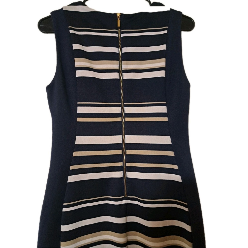 cb established 1962 Dress Womens Size 8 Striped Navy Blue Sleeveless Career Fall - Picture 4 of 4